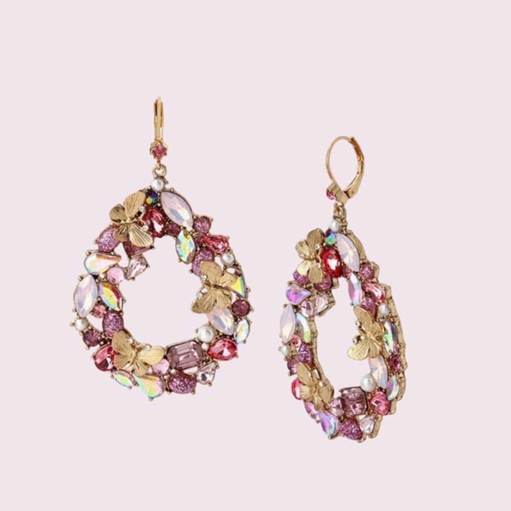 Betsey Johnson Stone Cluster Wreath Earrings